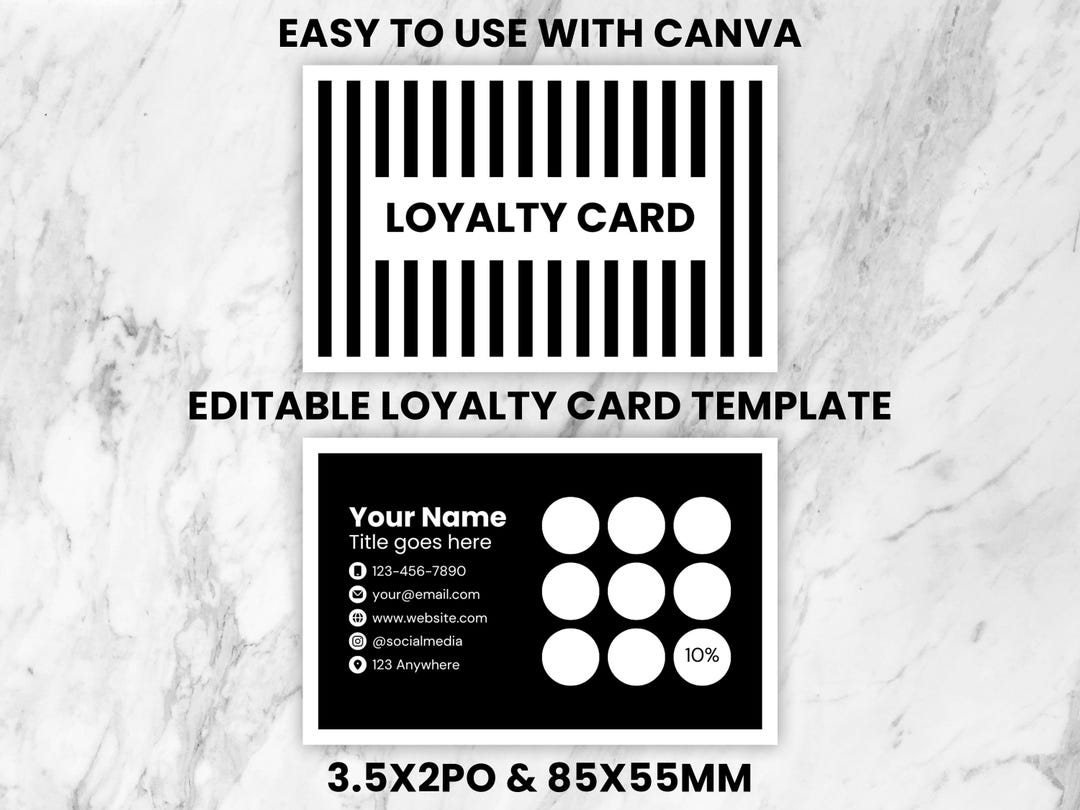 Editable Loyalty Card Template Canva Printable Design DIY QR Code ...