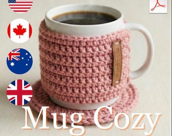Crochet Mug Cozy & Coaster PDF Pattern | Beginner Tutorial (Digital Download)