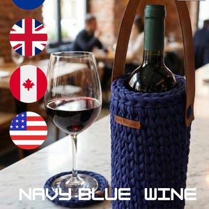Modèle de cabas à vin au crochet | Poignée et sous-verres en cuir (Modèle PDF)