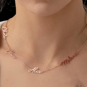 Collar con nombre personalizado: collar con placa de nombre múltiple de acero inoxidable personalizado para mujeres / Joyas de regalo perfectas