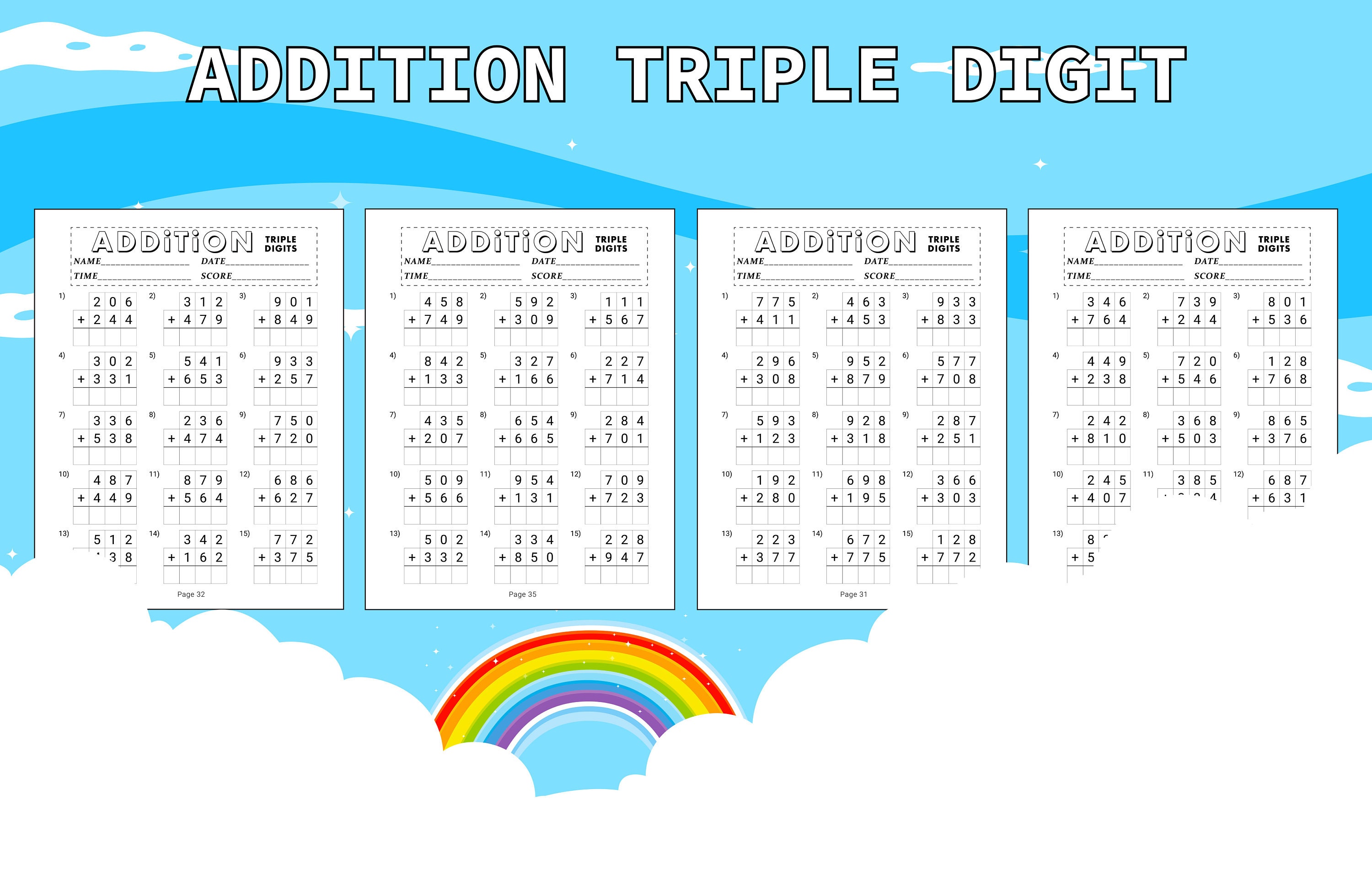 Addition and Subtraction Math Workbook for Kids. 2000 Different Type of ...