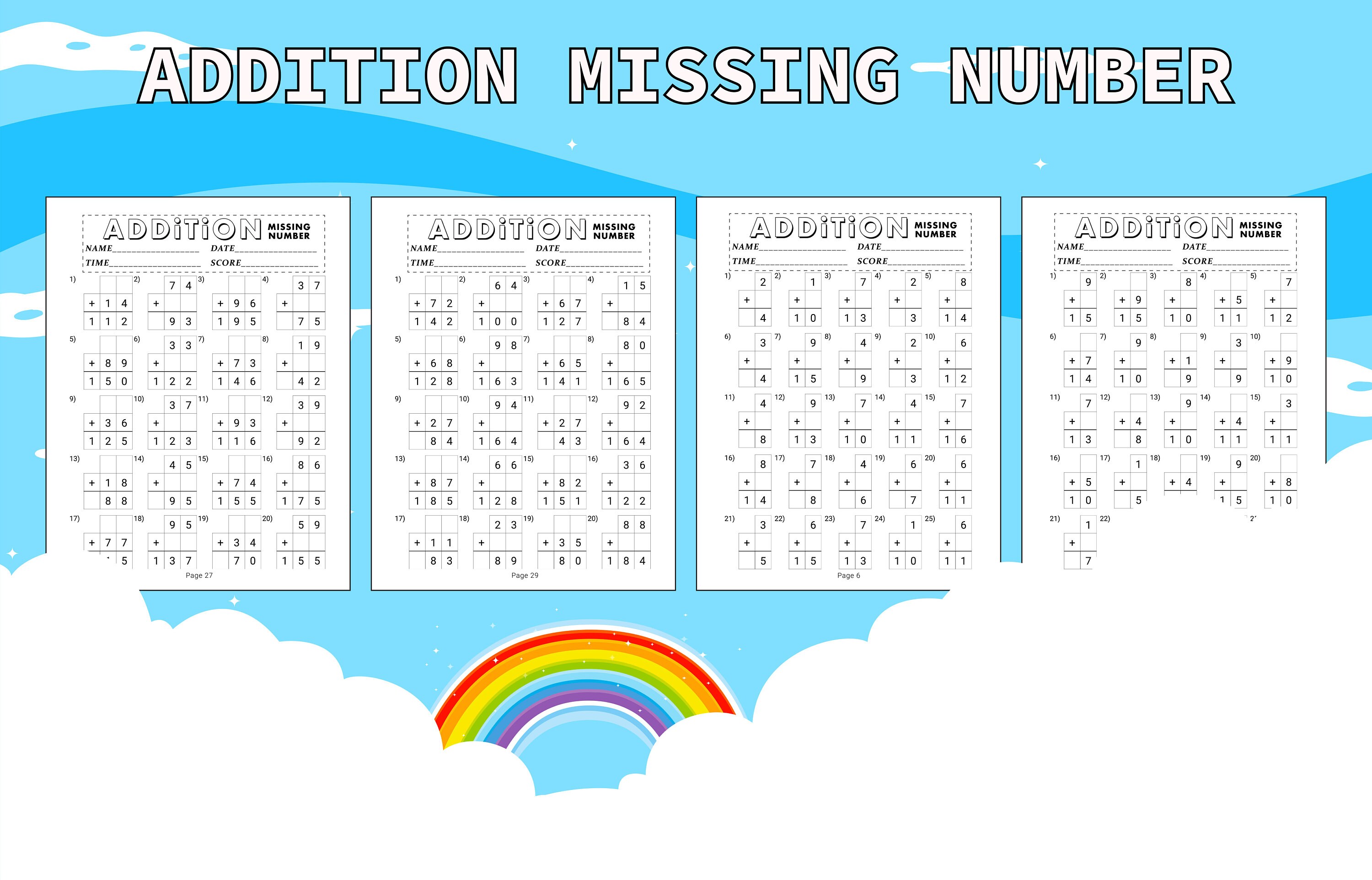 Addition and Subtraction Math Workbook for Kids. 2000 Different Type of ...