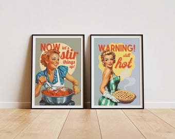 Pinup girl funny kitchen poster retro wall decor chef gift housewife print dining room art downloadable pinup witty poster bakery