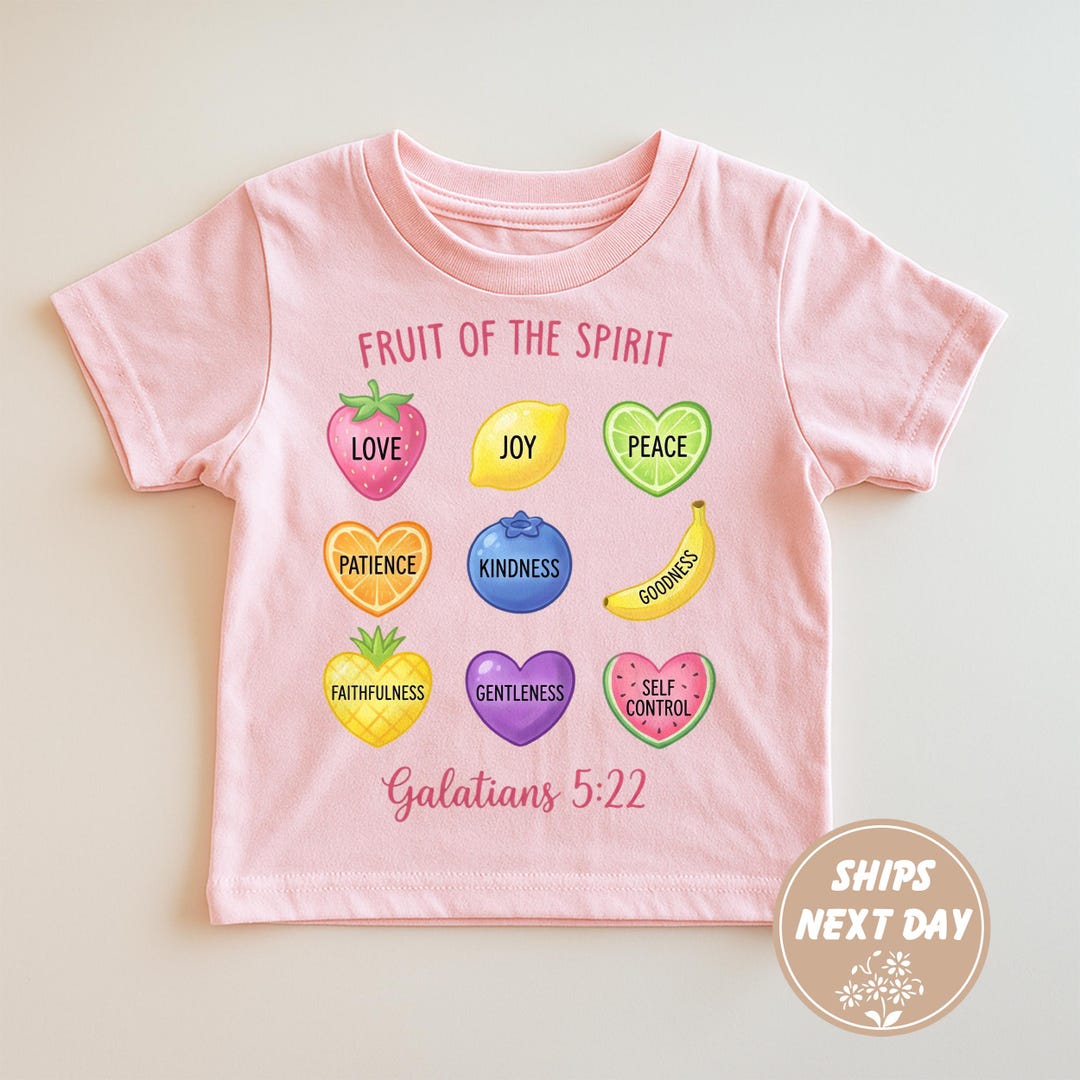 Fruit of the Spirit Kids Christian Shirt, Cute Bible Verse Faith Shirt ...