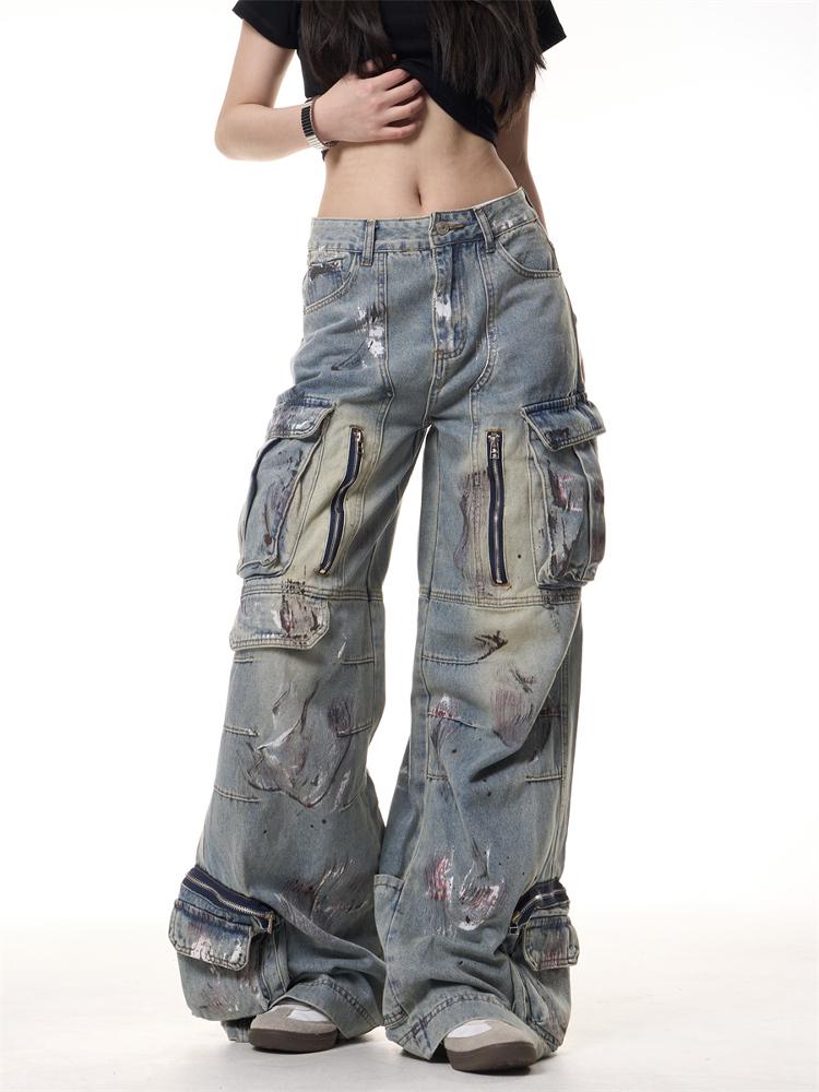 2000s lois 迷彩 cargo flare gimmick pants 2000s Flared Cargo Jeans, PHO Rave Pants, Ultra Flared Cargo