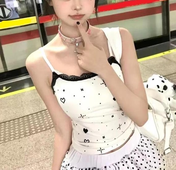 Y2K Grunge Japanese Tank Tops, Streetwear Sleeveless Skinny