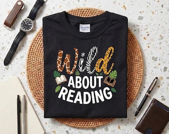 Camiseta "Loco por la lectura", camiseta para profesores, camiseta de alfabetización escolar, camiseta gráfica para amantes de los libros, regalo para profesores de biblioteca