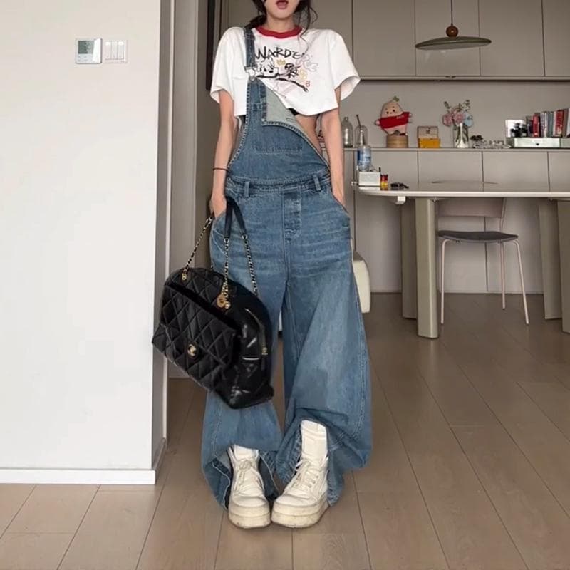 Y2K Wide Leg Denim Jumpsuit, Denim Overalls Women, Cargo Denim Pants, Streetwear Overalls, Plus Size Jumpsuits, Denim Jumpsuit- CG146