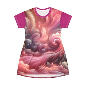 Spring Summer T-Shirt Dress - abstract Print, Casual Wear, Women&#39;s Fashion, Beach Cover Up, Resort Wear