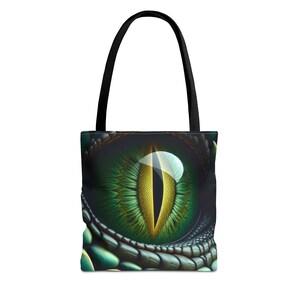 Dragon Eyed Tote Bag, Reversible Canvas Shoulder Bag, Unique Fantasy Design, Eco-Friendly Shopping Bag, Gift for Dragon Lover, Handmade
