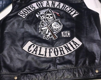 Handmade Jax Teller Vest,SOA Leather Vest,Men&#39;s Sons of Anarchy Redwood Original President Vest, SOA Jax Teller Redwood Leather Biker Vests