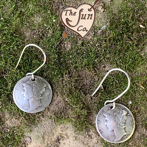 Coin Jewelry/Mercury Dime Earrings/Handmade Dime Earrings/Silver Dime Earrings/Gifts under 30/Mother’s Day Gift/Clips