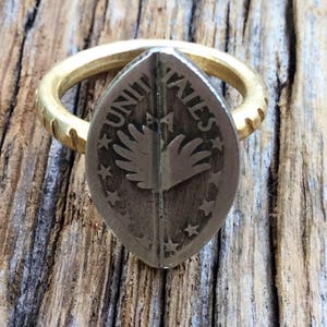 Muntsieraden/Unieke Wings-ring/Sterlingzilveren Wings-ring/Zilver en koperen ring/cadeau voor moeder/Handgemaakte ring met vleugels/Zilveren ring voor moeder