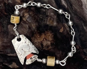 Christmas Gift for a Man. Arrowhead Bracelet From A Coin. Indian Jewelry. Coin Jewelry. Silver Bracelet For A Man. Half Dollar Bracelet.
