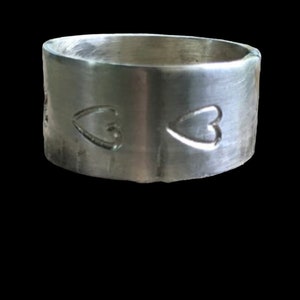 Engagement Ring/Sterling Band Ring with Hearts/Heart Jewelry/Heart Ring/Heart Ring for Mother’s Day/Handmade Heart Ring/Love Ring