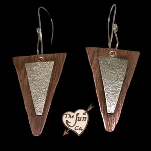 Unique Copper Earrings/Handmade Copper and Silver Earrings/Light Weight Copper Earrings/Sterling Frosted Earring/Mother’s Earrings