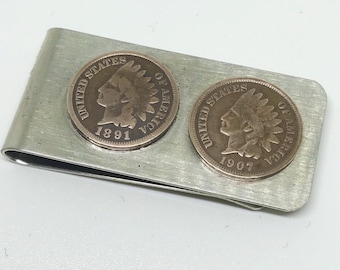 Indian Money Clip. Indian Head Penny. Handmade Indian Clip. Father’s Day Jewelry Sale. Unique Gift for Him. Penny. Vintage. Upcycled. Coins.