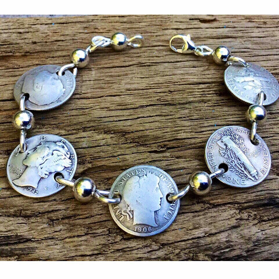 Silver dime best sale bracelet