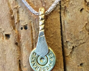 Gun Toting Momma Bullet Necklace/45 Federal Bullet Necklace/Brass Necklace/Silver and Brass Necklace/Ammo Jewelry/Brass Bullet Necklace