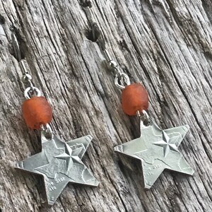 Coin Jewelry/Texas Star Earring/Texas quarter Earrings/Star Earrings/Longhorn Earrings/Texas Star Earrings/Handmade Coin Earrings/Stars
