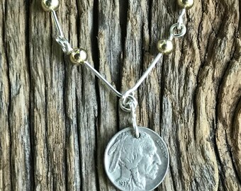Stunning Nickel Anklet/Silver Anklet/Indian Head Nickel Anklet/Silver and Gold and Anklet/Handmade Anklet/Gold Anklet/Summer Anklet