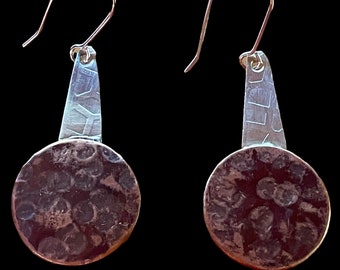 Copper and Silver Dangle Earrings/Lightweight Earrings/Southwestern Jewelry/ Designer Earrings/Unique Earrings
