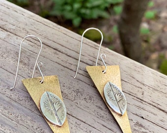 Coin Jewelry/Angel Wing Earrings/Handmade Silver and Brass Earrings/Mother’s Day Coin Earrings/One Of A Kind Earrings/Silver Angel Wings