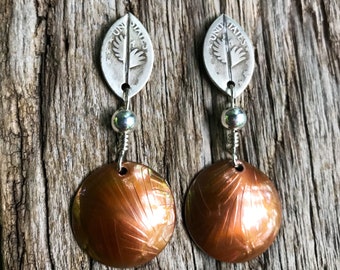 Coin Jewelry/Handmade Copper Earrings Silver Angel Wings/Copper Earrings Silver Wings./Wing Earrings/Earrings/Unique Angel Wing Earrings