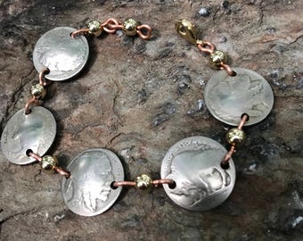 Stunning Nickel Bracelet/Authentic Buffalo Nickel Jewelry/Bracelet/Gift for Him or Her/Southwestern Bracelet/Mother’s Day Gift