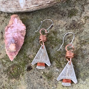 Christmas Gift Arrowhead Earrings,Eagle Arrowhead Earrings, Indian Earrings, Coin Earrings, Quarter Eagle Earrings, Southwestern Earrings