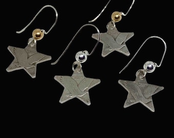 Coin Silver Star Quarter Earrings/Eagle Earrings With Stars/Handmade Patriotic Earrings/Earrings for Valentine /Sterling Star EarrIngs/Clips