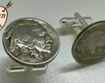 Native American Cuff Links/Buffalo Nickel/Indian/Unique Coin/Father’s Day Gifts Under 30/Vintage/Coins/Men’s Accessories/Antiques