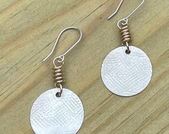 Christmas Gift Sterling Silver Earrings. Silver Earrings with 10 Karat Gold Swivals. Handmade Gift For Her. Light Weight Earrings Silver.