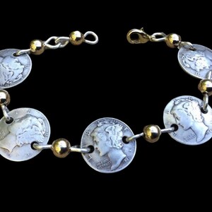 Coin Dime Bracelet/Silver Dime Bracelet/Coin Bracelet/Handmade Coin Jewelry/Dime Jewelry/Freedom of Thought Bracelet