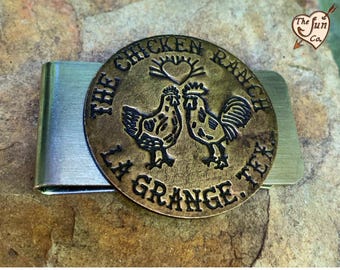 The Chicken Ranch Money Clip/Handmade With Brothel Token/Brass Brothel Token For Dad/Men’s Sex Gift/Brass Token/Men’s Wallet/Upcycled
