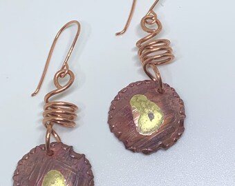 Copper and Brass Earrings/Light Weight Earrings/Handmade Trendsetter Earrings/Brass Earrings/Gift for Her/Southwestern Earrings