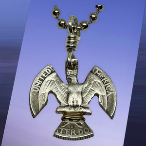 Silver Eagle Necklace. Boy Scout Eagle Necklace. Handmade Coin Jewelry. United States Coin Necklace. Silver Coin with Eagle. Indian Jewelry.
