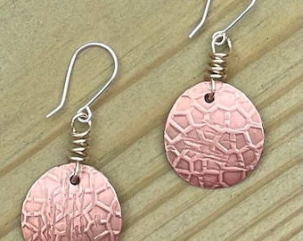 Christmas Gift Earrings For Her. Handmade Copper Earrings With 10 Karat Gold Swivals. Light Weight Copper and Gold Earrings For Her.