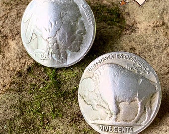 Coin Nickel Post Earrings/Nickel Earrings/Indian Earrings/Buffalo Earrings/Post Earrings/Buffalo Clip Earrings/Coin Earrings/Gifts under 30