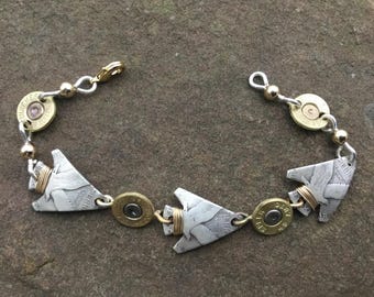 Coin Jewelry Bullet Bracelet/Uni-Sex Bracelet/Gift for Him or Her/Unique Bullet Bracelet with Eagles/Handmade Jewelry/Arrowhead Bracelet