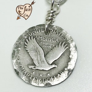 Christmas Gift Coin Jewelry/American Eagle Necklace/Silver Necklace/Eagle in Flight Necklace/Sterling Handmade Eagle Necklace/Eagle Necklace