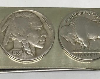 Buffalo Money Clip/Indian Head/Father’s Day Vintage Coins/Nickle Money Clip/Indian Jewelry For A Man/Unique Gift/Gifts Under 30