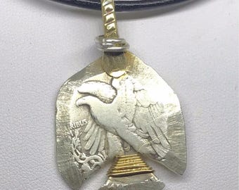 Men’s Silver Necklace/Western Necklace/Gift for Dad/ Handmade Eagle Silver Coin/Vintage/Coins/Accessories/Antique Coin Necklace/Upcycled