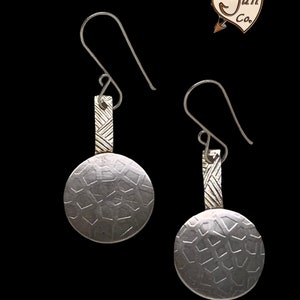 Sterling Silver Dangle Earrings/Unique Silver Earrings/Patterned Handmade Earrings/Light Weight Earrings/Earrings