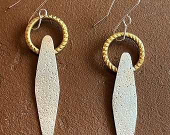 Christmas Silver and Brass Earrings. Handmade Designer Jewelry. Light Weight Earrings Made From Scratch.