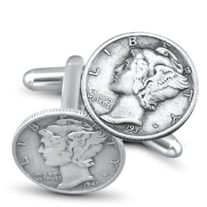 Silver Cuff Links/Vintage Coin/Gift For Dad/Mercury Dime Cuff Links/Handmade Cuff Links/Silver Dime Jewelry/Father’s Gift For Him/Upcycled