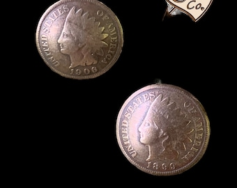 Myntsmycken/Små örhängen/Indiska myntörhängen i koppar, klämmor eller stift/Indiska örhängen/Örhängesmycken/Vintage örhängen