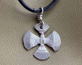 Christian Cross Necklace. Silver Cross Necklace. Christmas Cross For A Man. Handmade Cross Necklace. Unique Cross From A Coin.