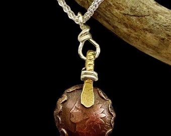 Indian Head Penny Necklace. Native American Necklace with Coin. Indian Jewelry. Copper and Silver Necklace. Penny Necklace for Mom.