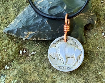Coin Jewelry/Native American Necklace/Gift with a Buffalo/Nickel Necklace for Him or Her/Buffalo Necklace/Gift/Handmade Gifts under 10